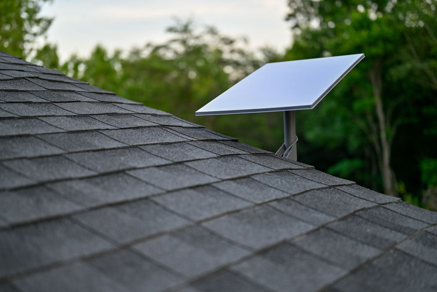 Starlink satellite dish on roof
